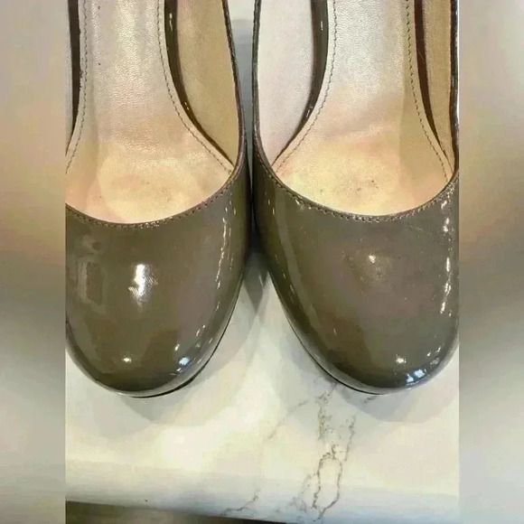 Prada Milano Patent Leather Stiletto Pumps (Dark Taupe) Size 36 - Picture 9 of 11